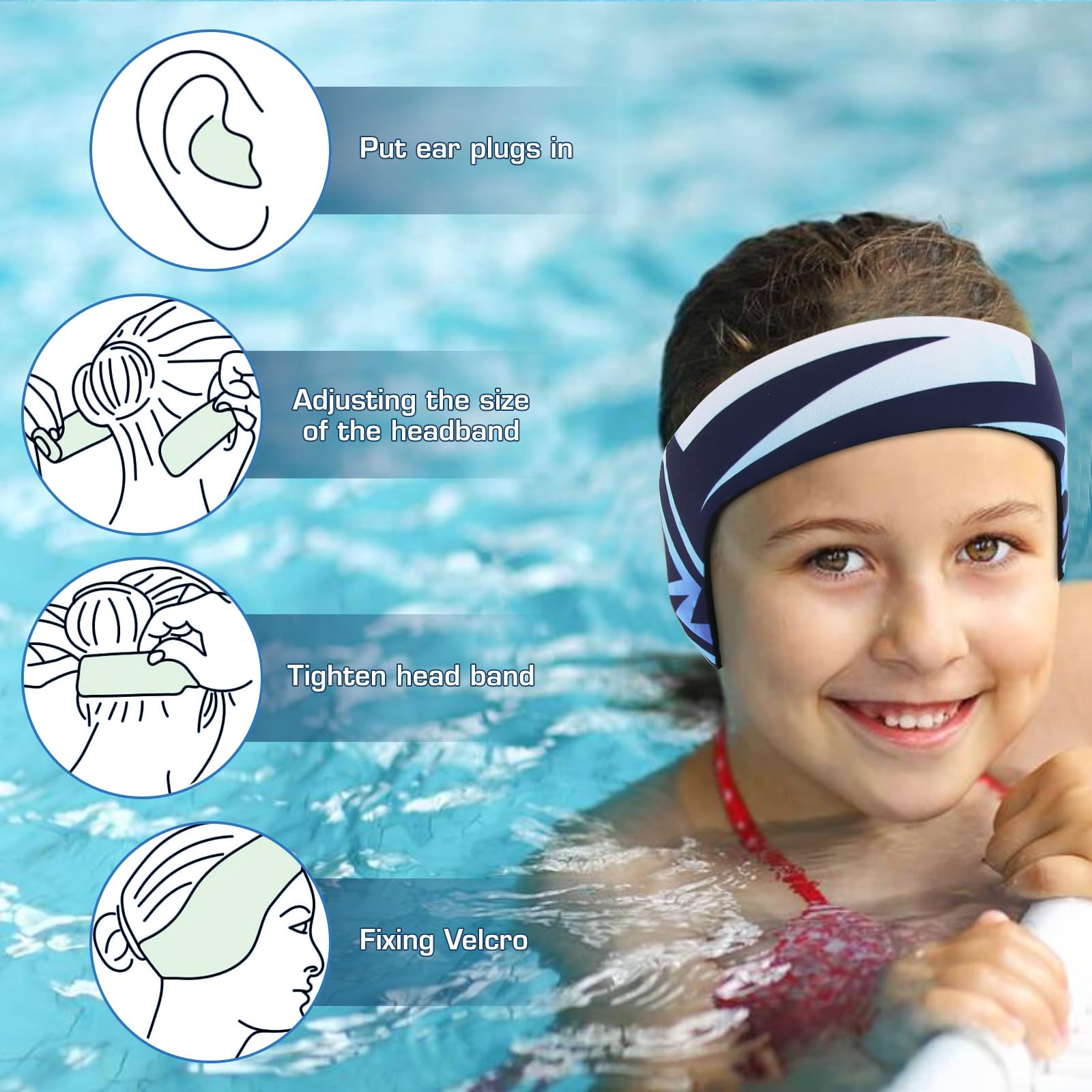 Fascia Da Nuoto Impermeabile In Neoprene – Regolabile, Protezione Orecchie Per Bambini E Adulti, Per Surf E Piscina (Nero)