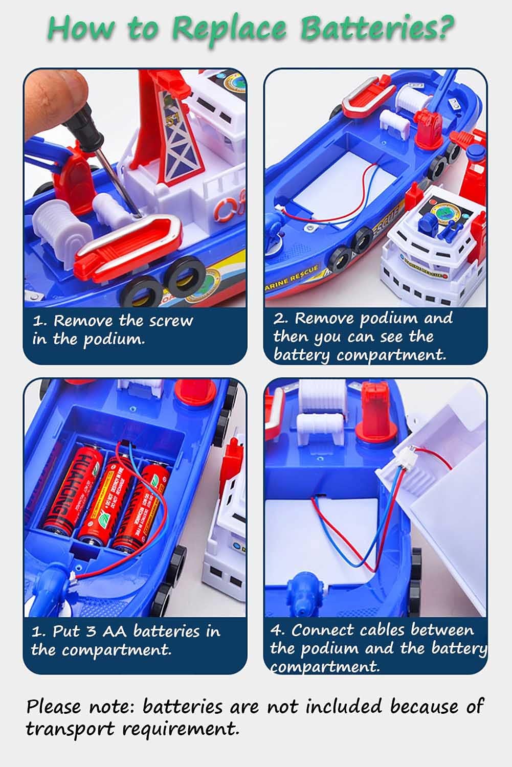 Miracland Fireboat Toy – Battery-Powered Water-Spray Rescue Boat with Lights, BPA-Free Fountain Fun for Toddlers, STEM Pool & Tub Gift