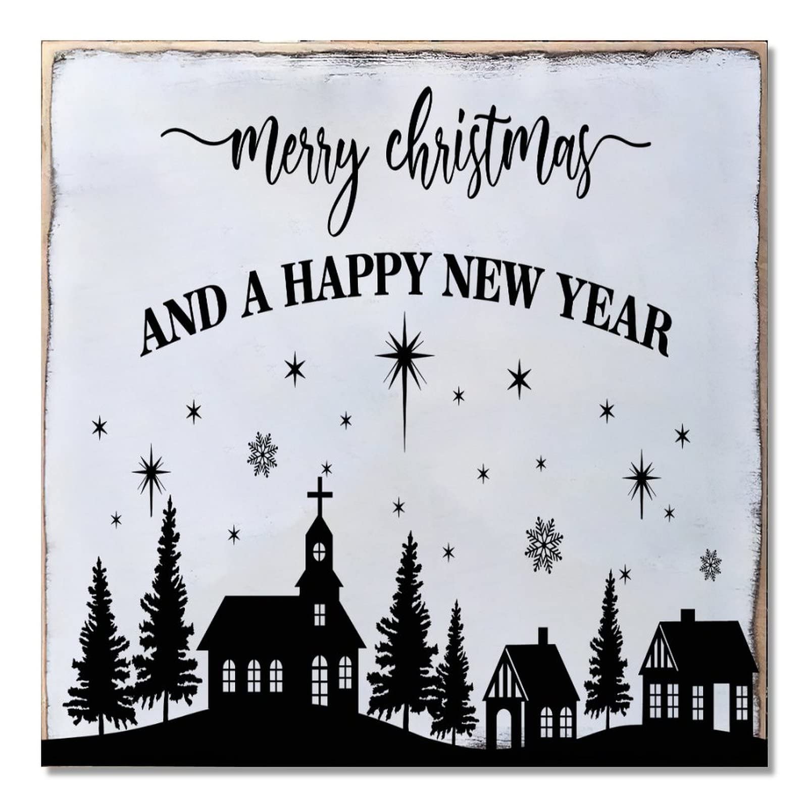 Panneau Merry Christmas And A Happy New Year suspension porte extérieure