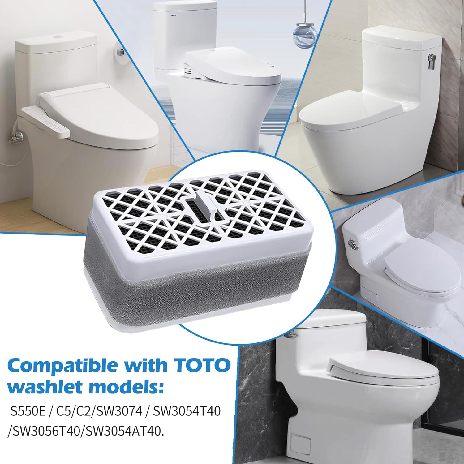 THU6474-01 Deodorizer Filter Replacement 4 Pack for Toto THU6474-01/ THU6474#01 / THU6072 / S550E / C5 / C2 / SW3074 SW3054T40 / SW3056T40, Bathroom Toilet Carbon Filter