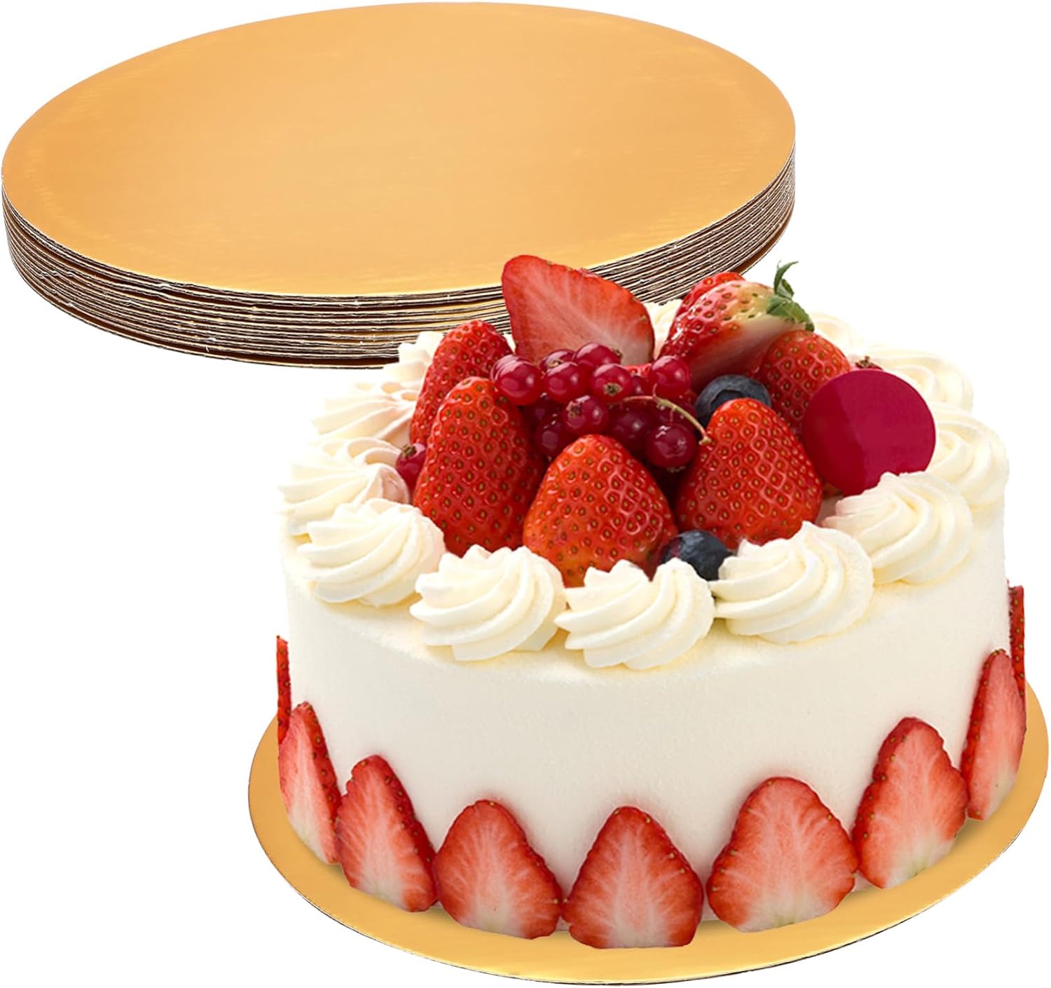 10pcs 10 Round Cake Base Trays Disposable Corrugated Paper Cake Boards for Cake Decorating Sturdy Cake Drums for Tiered Cakes Cake Decorating Supplies