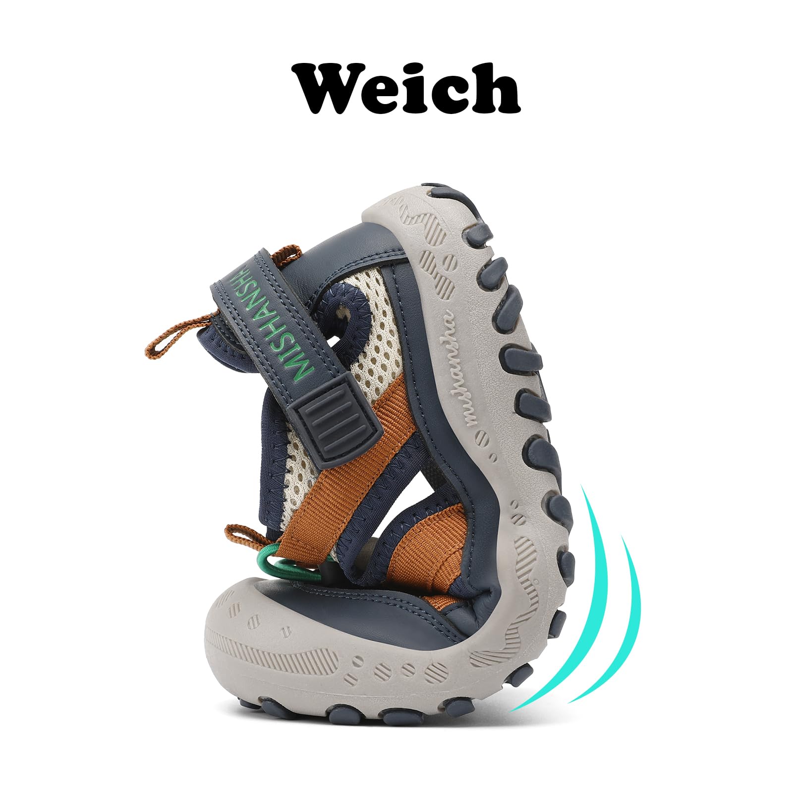 Mishansha Geschlossene Jungen Sandalen Kinder Trekking Wandern Sommer Atmungsaktiv Outdoorschuhe Gr.24-38 - 5