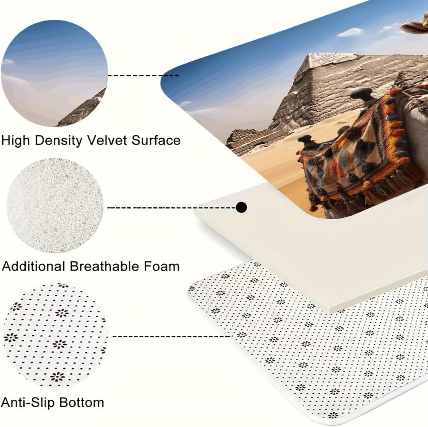 Pyramid Camel Kitchen Rugs Sets of 3 Non Slip Kitchen Mat for Floor Comfort Standing Rug and Mats Thick Cushioned Long Area Carpets for Laundry Room Entryway