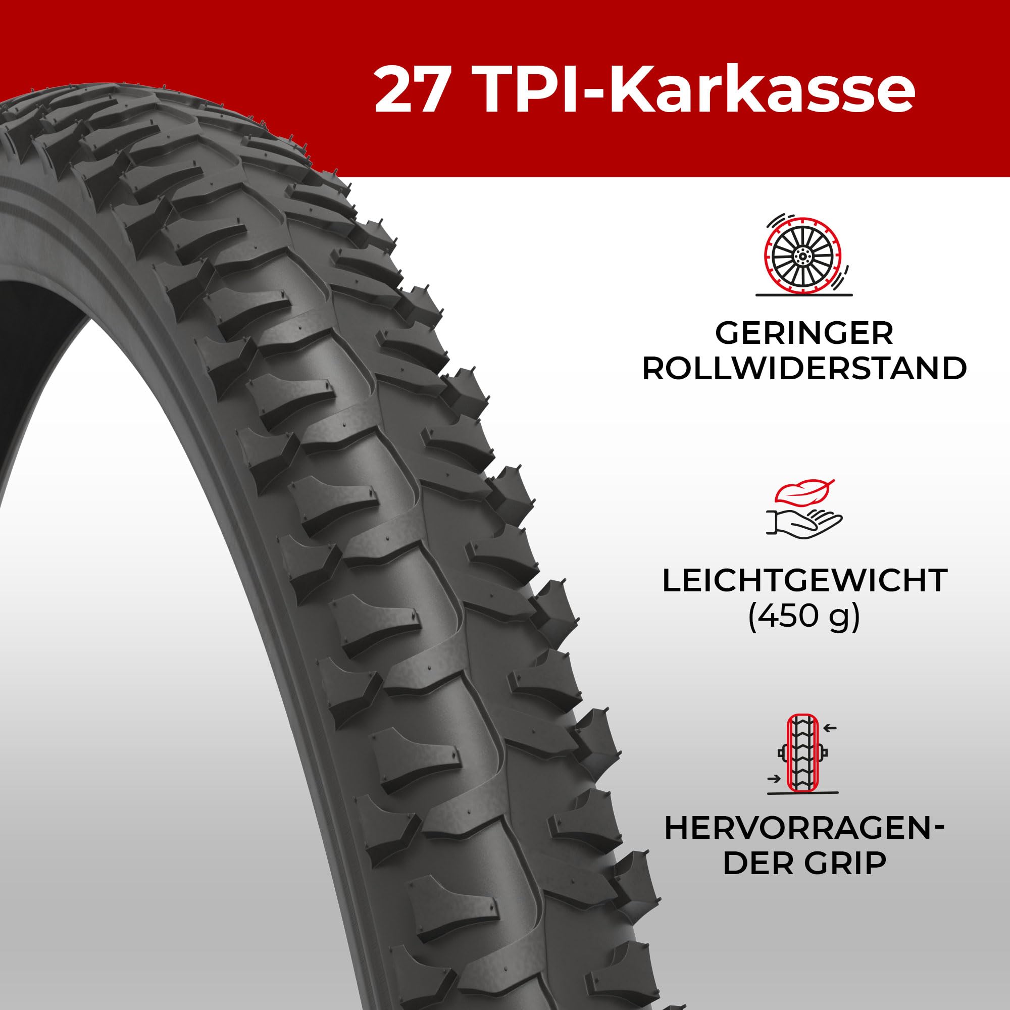 Fincci Fahrradreifen 20 Zoll 20x1.75 Set 2 Reifen 2 Schlaeuche BMX Mantel | Fahrradmantel 20x1.75 47-406 Schwarz 2er Pack mit Schrader Schlauch fuer BMX Kinderfahrrad Dreirad Mountainbike MTB Reifen
