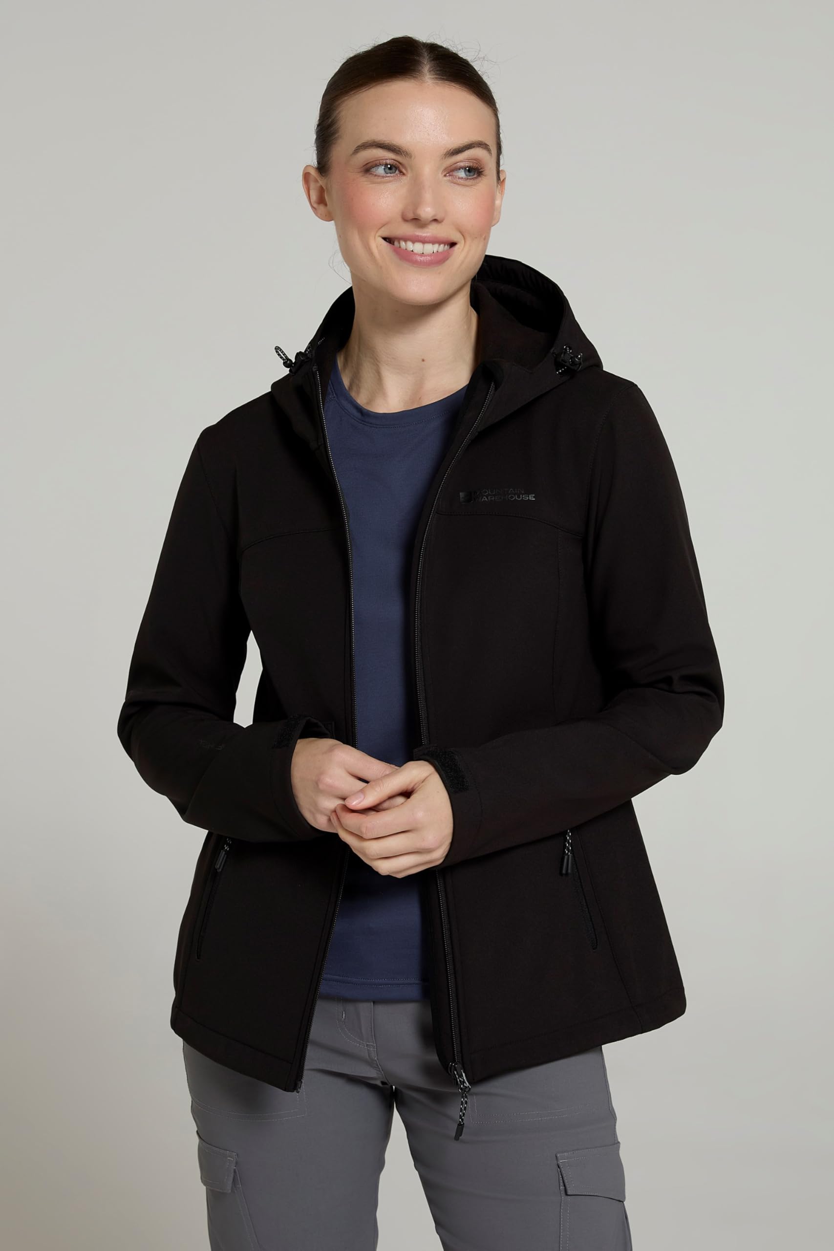 Mountain Warehouse Exodus Wasserabweisende Damen-Regenjacke aus bedrucktem Softshell - Winddicht, leicht, verstellbar, Taschen - für den Sommer, auf Reisen