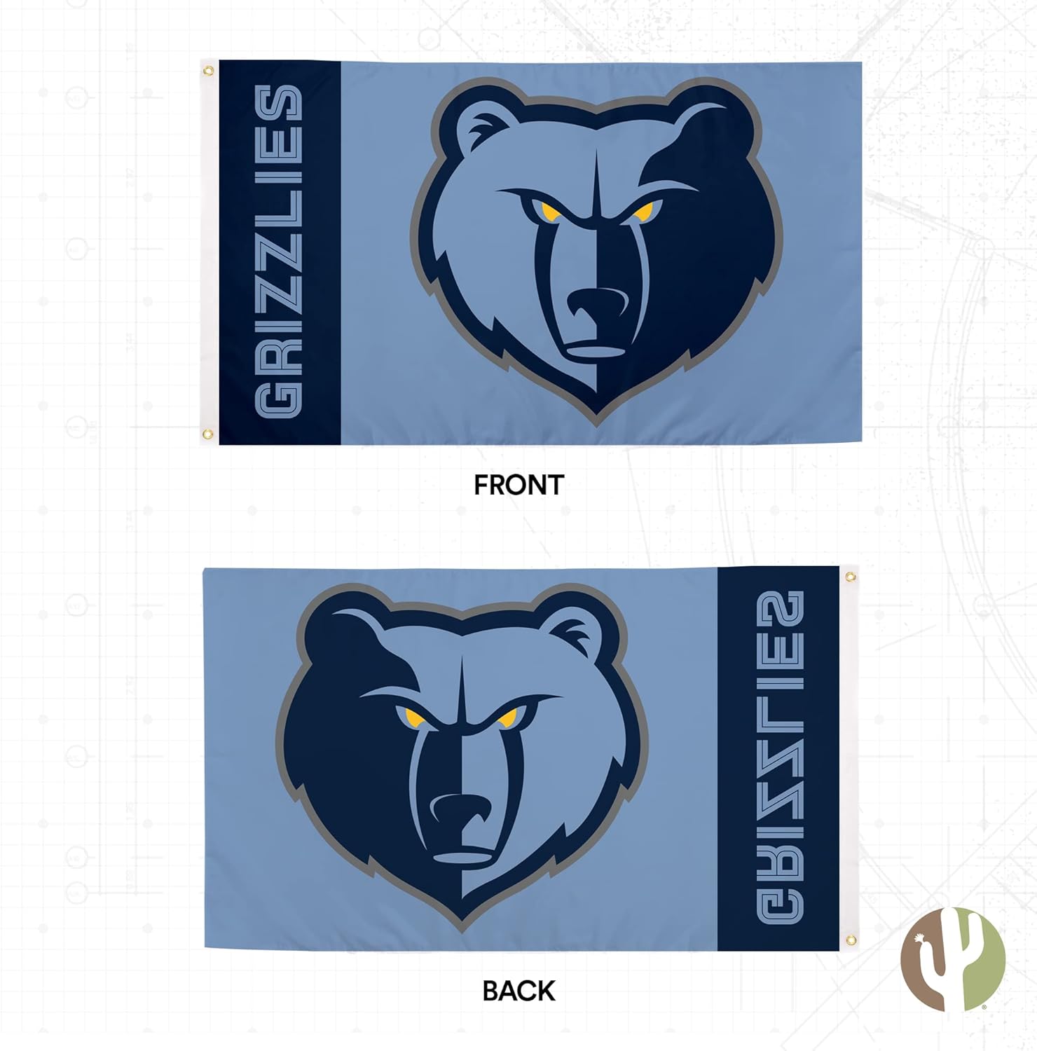 Desert Cactus Memphis Grizzlies Flag NBA National Basketball Association 100% Polyester Indoor Outdoor 3x5 feet Team Flags (Team Name) - Image 2