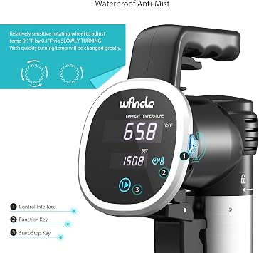 Wancle Dispositif Immersion Circulator Wand For Cooking Precision. Black