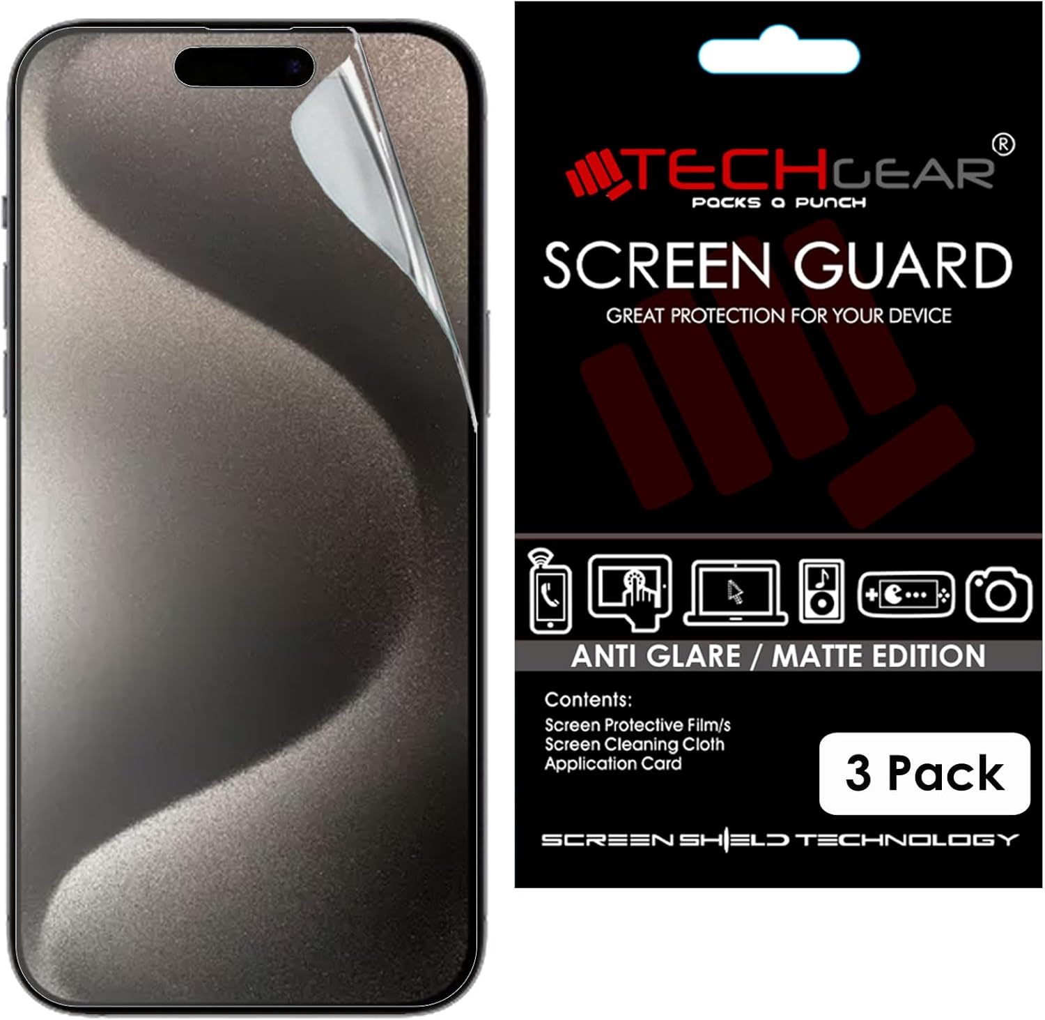 TECHGEAR [3 Pack Matte Screen Protectors for iPhone 15 Pro ANTI GLARE