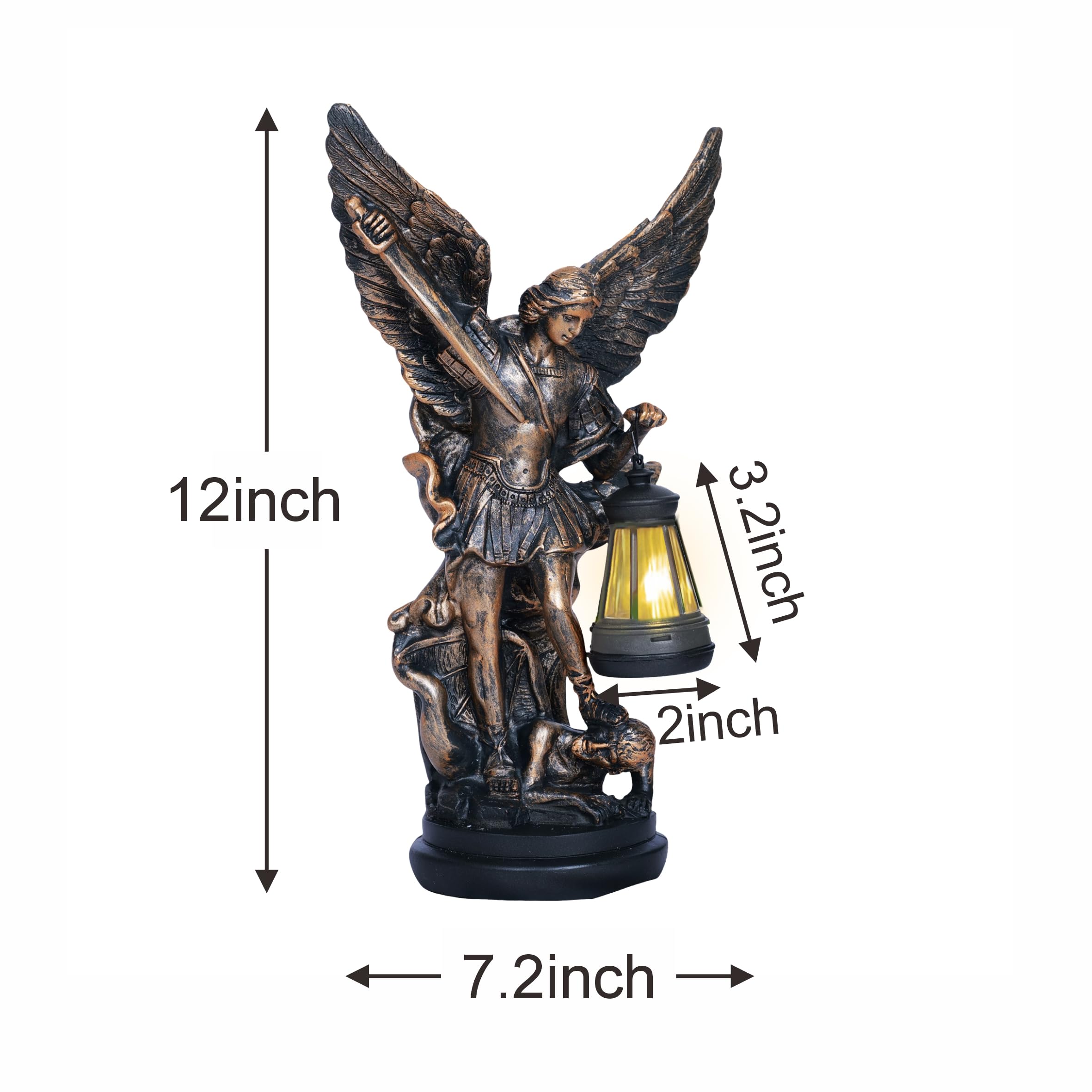 Dlfghos Zewnętrzna solarna statuetka świętego anioła (brąz)