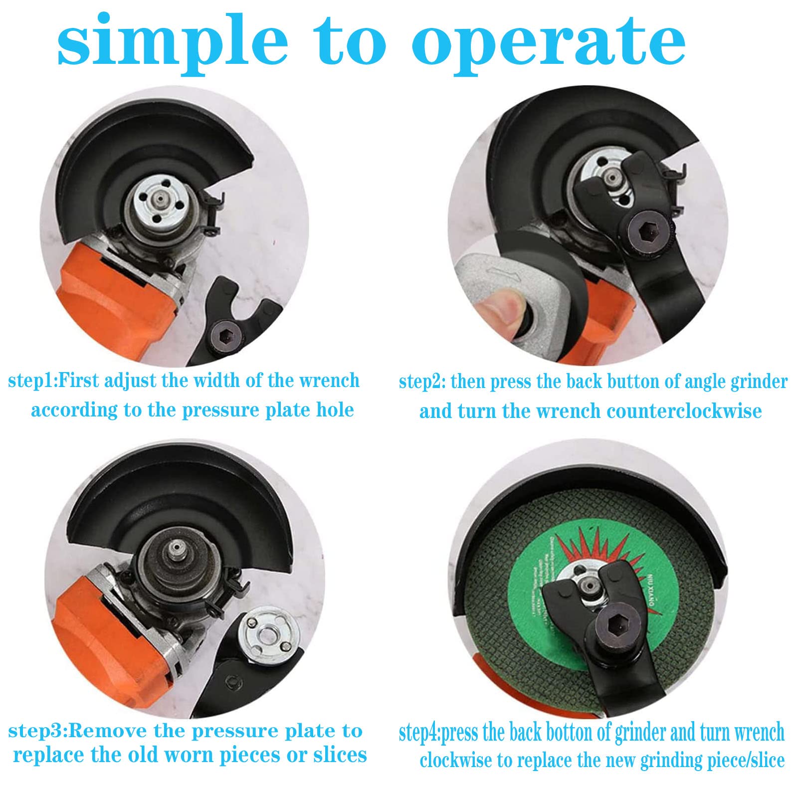 Chiave a brugola per smerigliatrice angolare, manico in plastica regolabile a 2 pin, smerigliatrice angolare regolabile, 10-40 mm, adatta per la maggior parte delle smerigliatrici angolari,