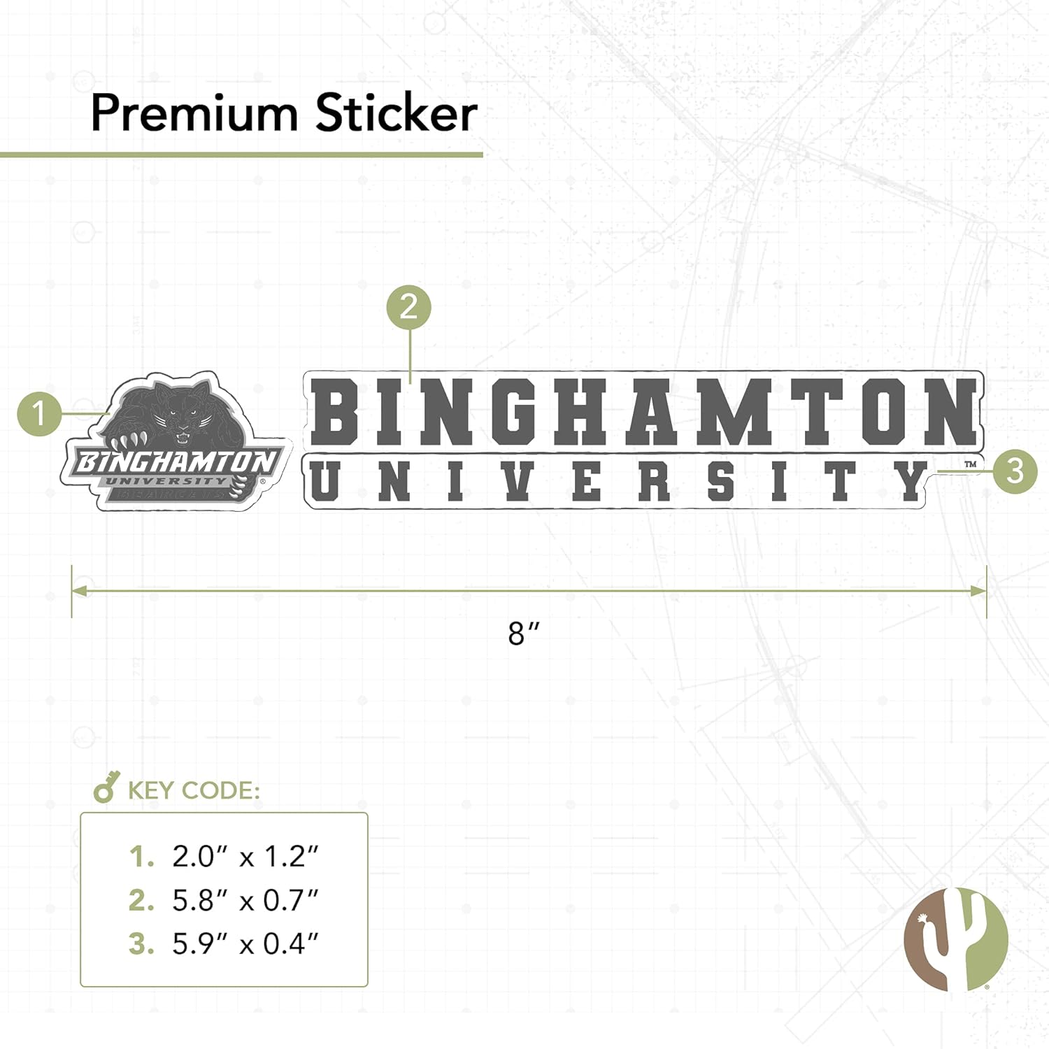 Desert Cactus Binghamton University Bearcats Name Logo Vinyl Decal Laptop Water Bottle Car Scrapbook (8 Inch Sticker) - Image 2