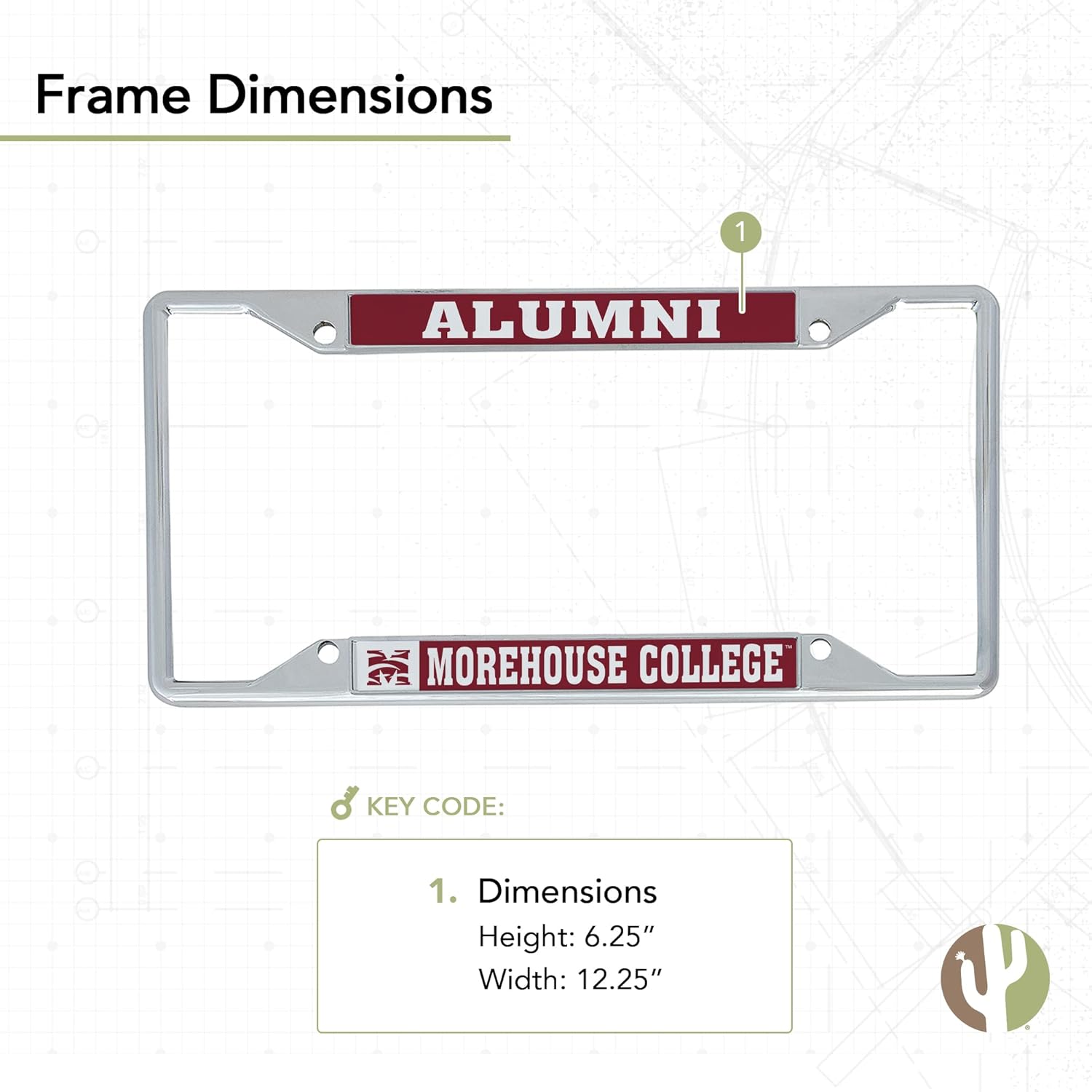 Desert Cactus Morehouse College Car Accessories Metal License Plate Frame and Sticker for Front or Rear of Car (Sticker Frame Combo - Alumni) - Image 2