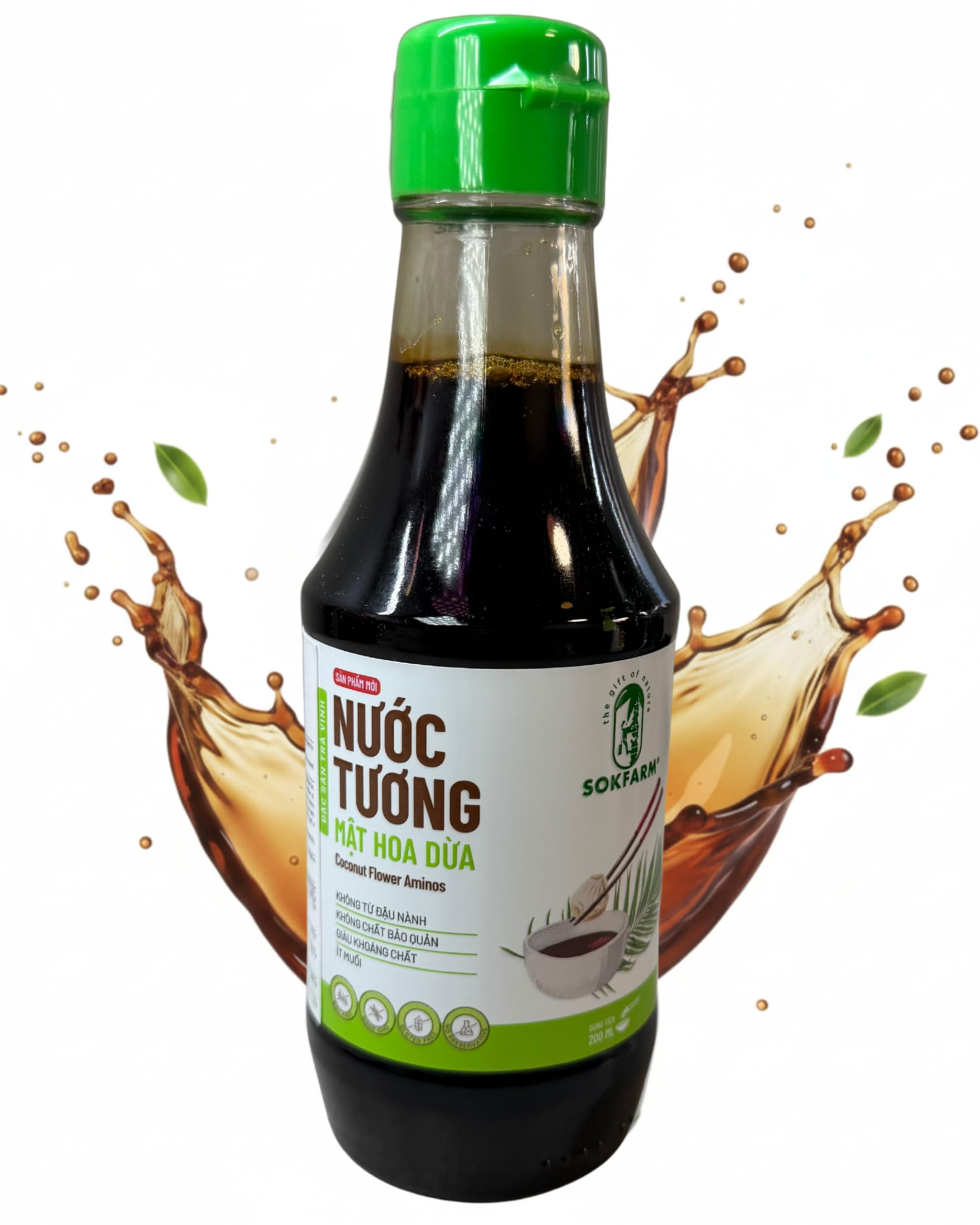 Salsa condimentosa de aminococo – alternativa a la salsa de soja – Vegano, sin gluten, sin soja – Botella de 200 ml