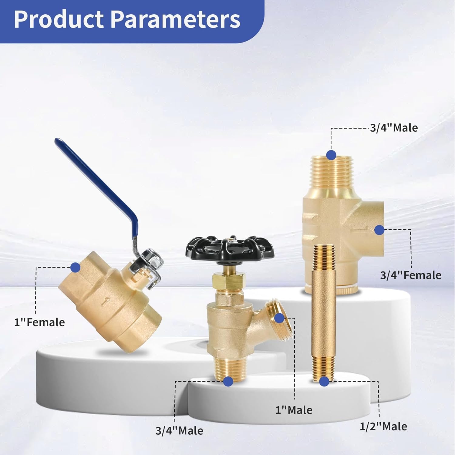 1"x 11"Well Pressure Tank Tee Kit for Water Well Pressure Tank with 30-50Psi Pressure Switch, Brass Pressure Tank Installation Kit for Well Tank with Diameters Up to 16"