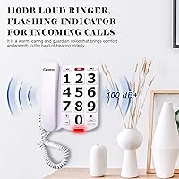 Vista 3 de Landline Phones for Seniors, Adjustability Features, One-Touch Dialling,Big Button Phone for Seniors, Hard of Hearing Retro Telephone Corded Phones