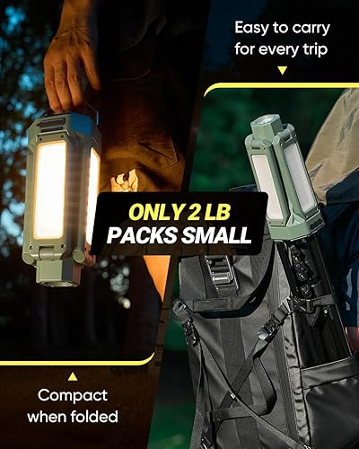 Vista 7 de Luz de campamento portátil con soporte de 67 pulgadas, luz de trabajo recargable - 6500 lúmenes, batería de 20000 mAh, 2700 K-6000 K regulable