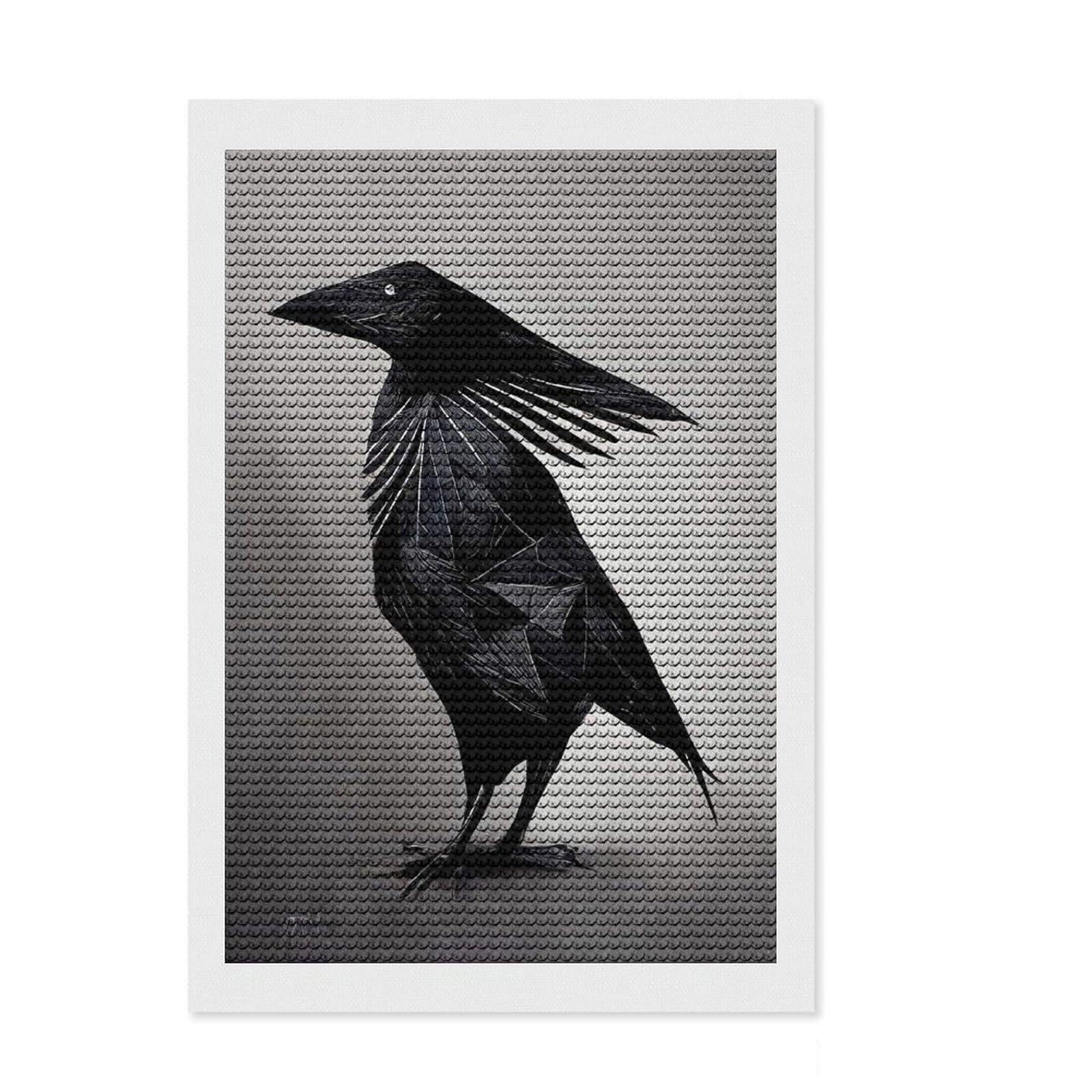 Junmoney Geometric Raven Full Drill Diamond Painting Kit 8"x12", Holiday Gift Idea, Home Decoration, Boho Decor, Relaxing Handmade Project