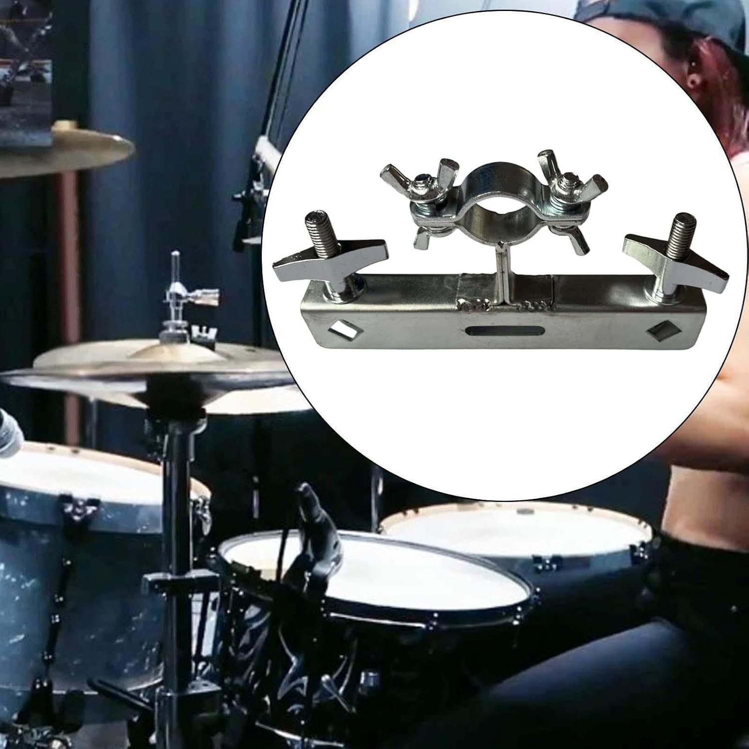 Colaxi Bass Drum Cowbell Holder Cowbell Mount for Drummer Percussion Mount Practice Tool Metal Mounting Clamp Drum Accessory, 15cmx8.4cmx2.1cm