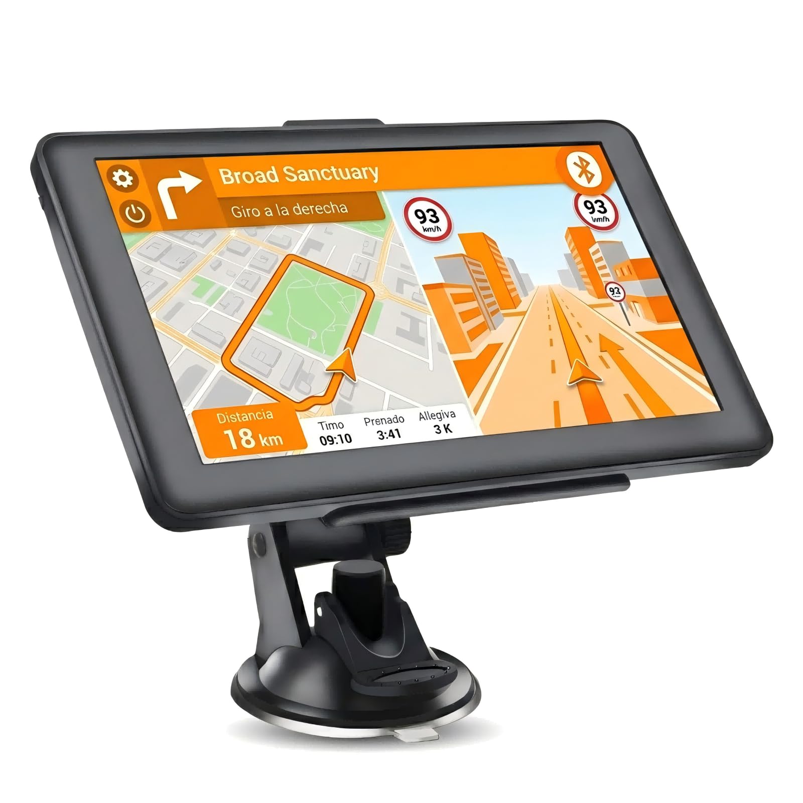 Bluetooth GPS Navigator with 7 Inches for Trucks and Cars, Europe Map Updates for Life