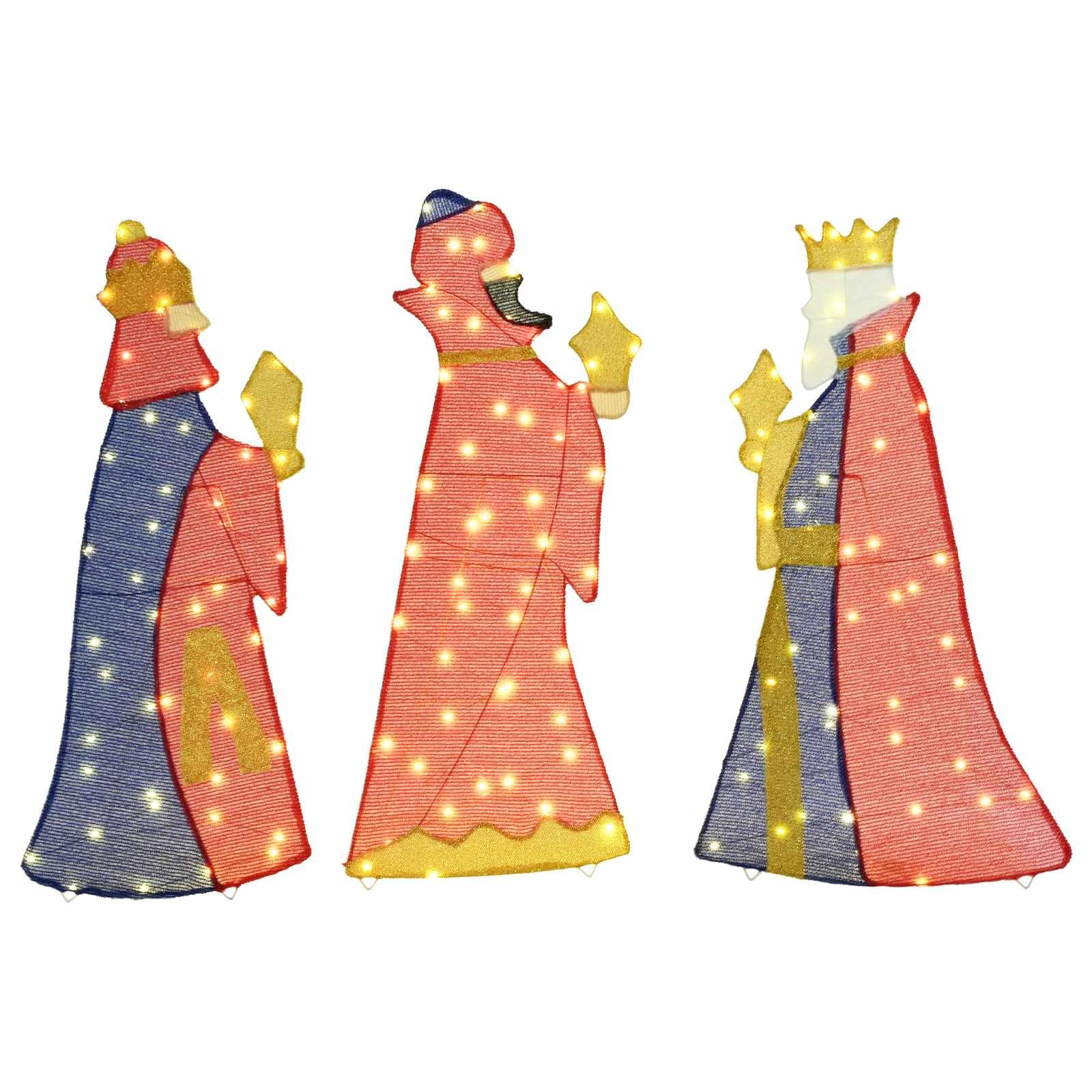 vidaXL Iluminación navideña de los 3 Reyes Magos 3 uds. LED 105 cm