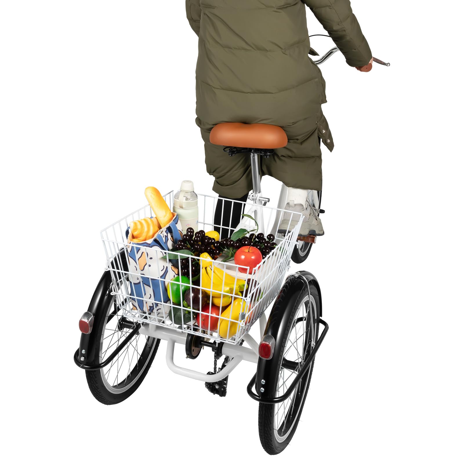 Triciclo adulto bicicleta 3 ruedas adulto triciclo ajustable en altura para adulto triciclo con cesta de velocidad única crucero en triciclo, para adultos y ancianos, carga máxima 110 kg