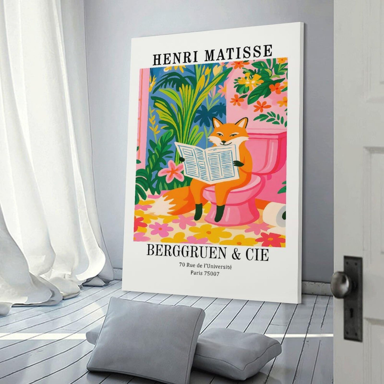 Junmoney Home Decor Wall Art Henri Matisse Fox Reading Newspaper Art, 20x30inch(50x75cm), for New Homes, Bedrooms Or Workspaces, Decorative Present for New Homes