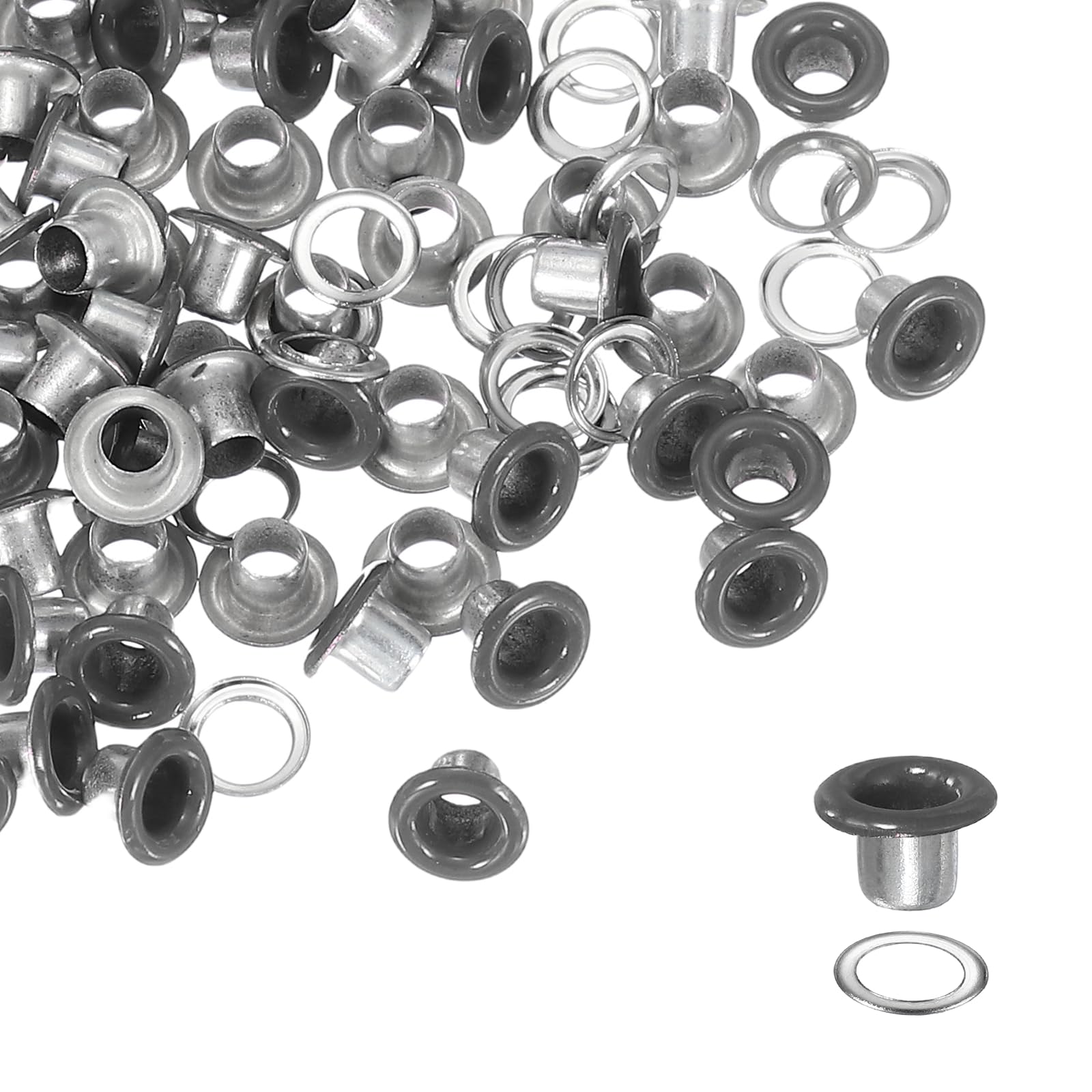 YELARXI Grommets Kit, Metal Eyelets with Washers 4mm 5/32" & 250 Set & Gray