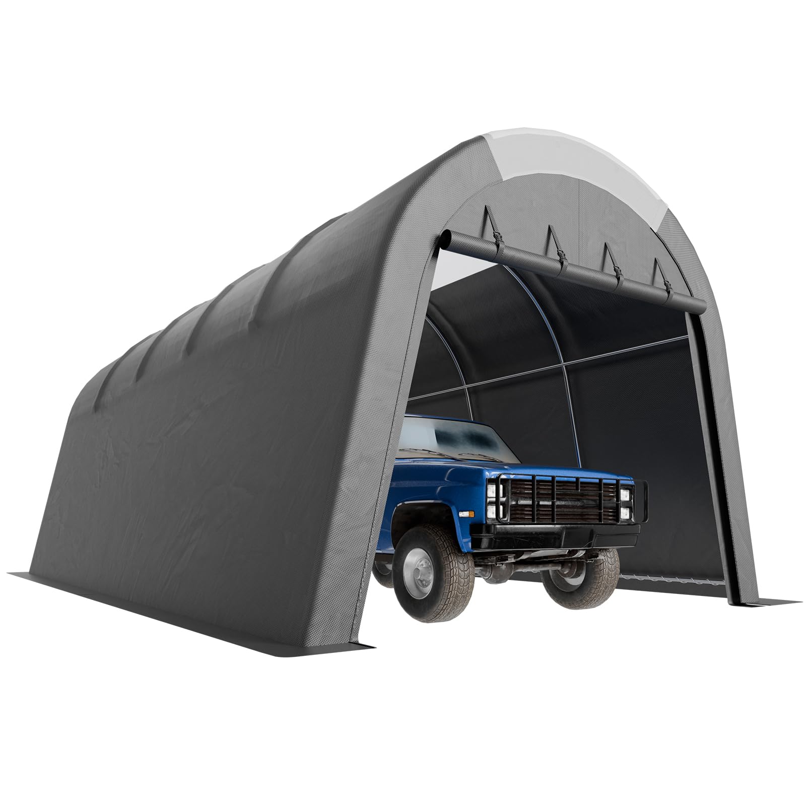 K Knowbody Portable Garage 12x20FT Heavy Duty - Translucent Skyview Roof, Reinforced Metal Frame &amp; Zippered Doors, Waterproof Outdoor Shelter for Cars/RVs/ATVs