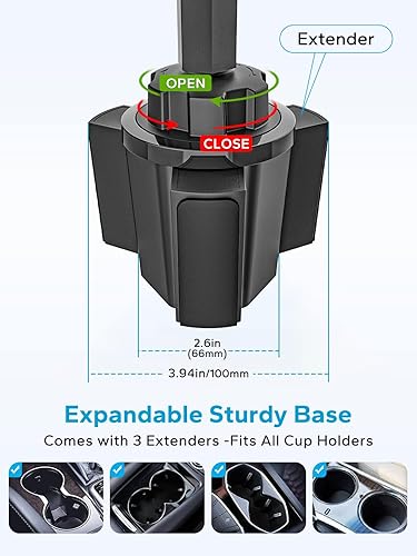 Miniatura 3 de GDZN Soporte doble para tableta para portavasos de automóvil, soporte de tableta de metal giratorio de 360 para camioneta pickup SUV, soporte de