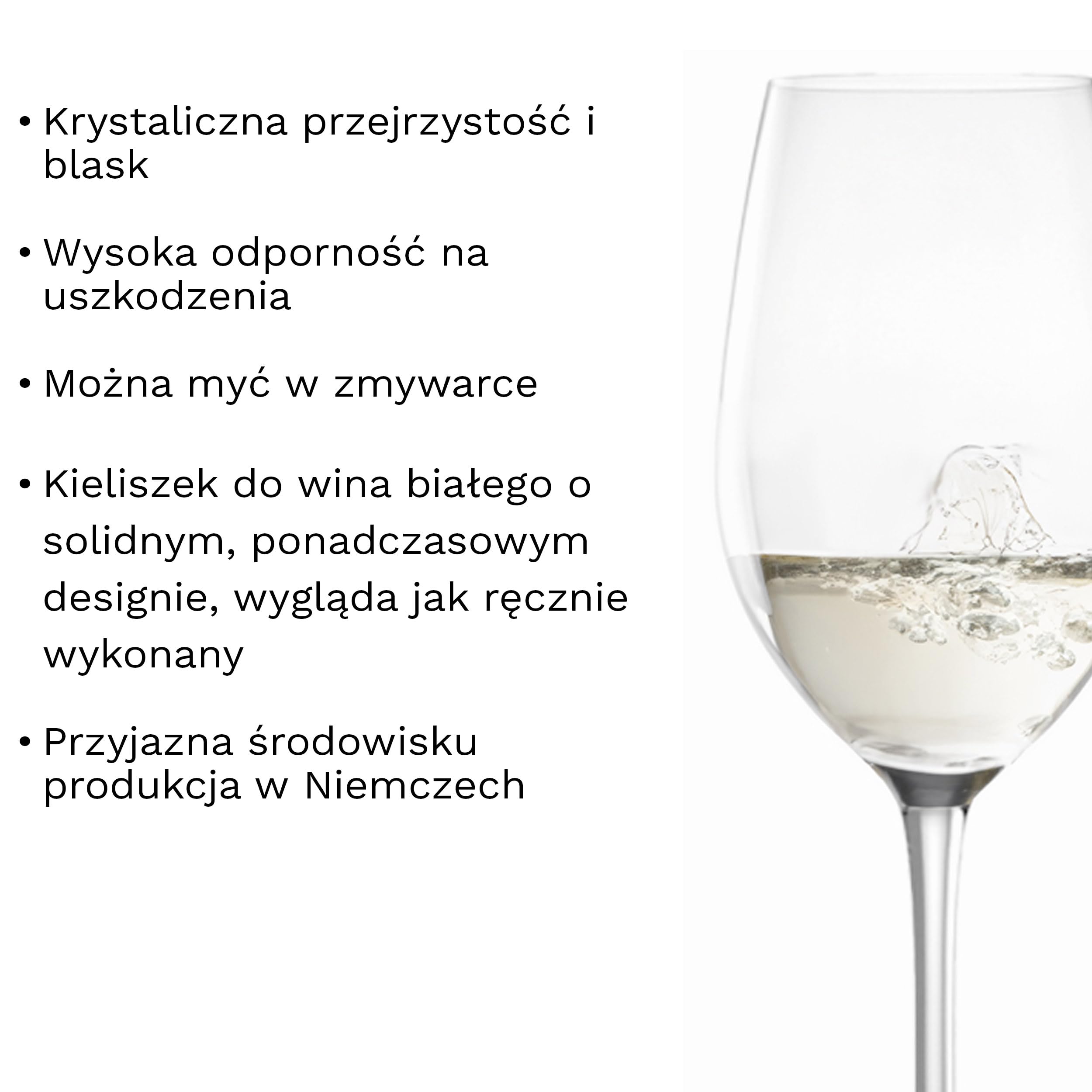 Stölzle Lausitz Kieliszki do Wina Białego Event Zestaw 6 szt., 360 ml – Kryształowe Kieliszki na Wina Białe i Średnie Czerwone – Eleganckie, Trwałe i Zmywarkoodporne, Wyprodukowane w Niemczech
