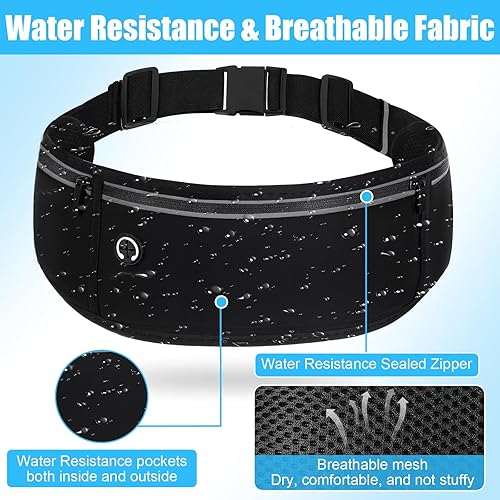 Miniatura 4 de Riñonera para correr para mujeres y hombres, bolsa impermeable reflectante con soporte para teléfono, bolsa deportiva ajustable para entrenamiento,