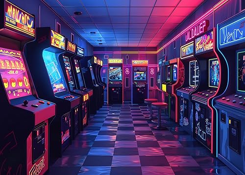 Miniatura 5 de Telón de fondo retro para fotografía, videojuego retro para niños, sala de juegos, fondo de los años 80 y 90, decoración de fiesta de cumpleaños,
