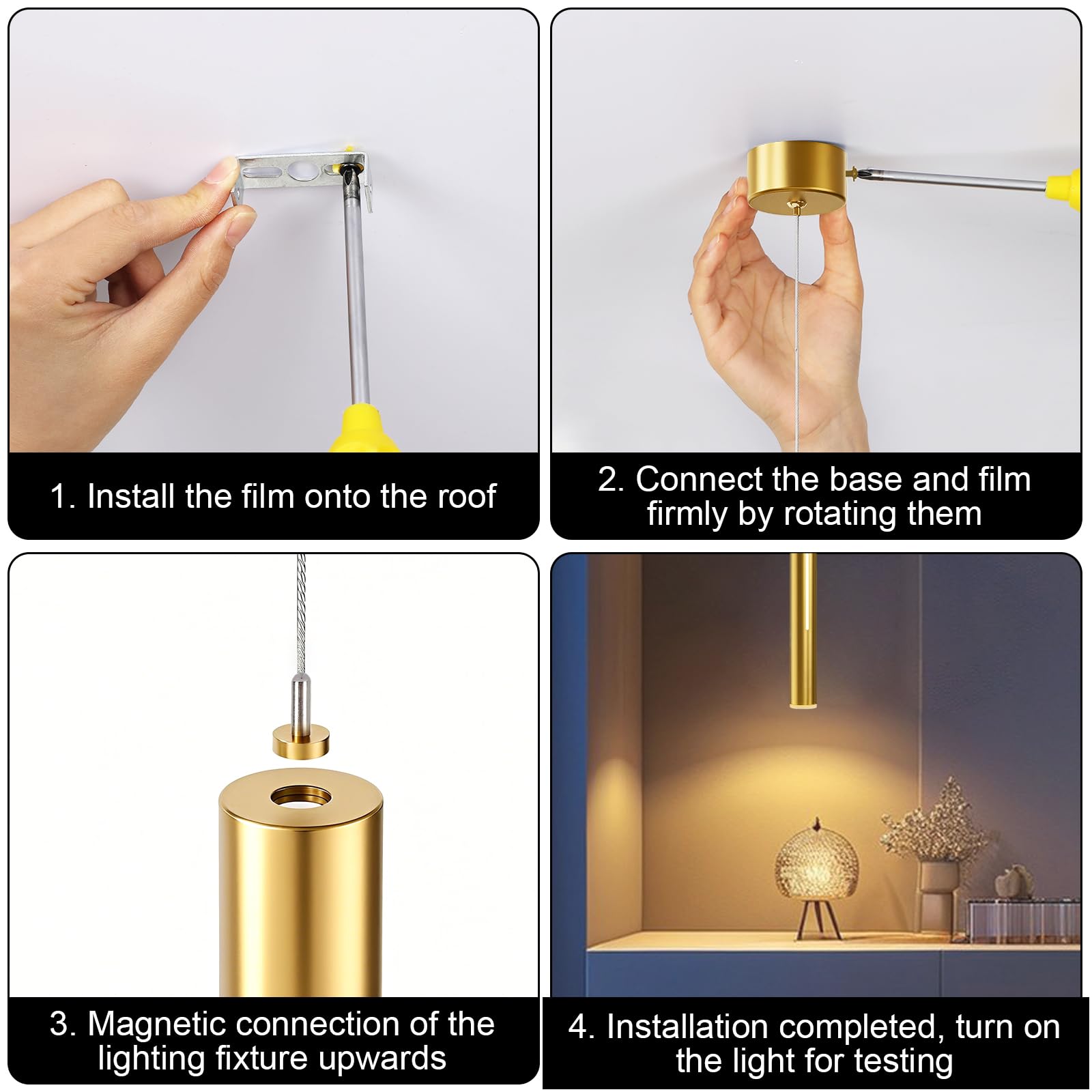Lampada a Sospensione 5000mAh, Lampadario Camera da Letto Ricaricabile Con Telecomando, Dimmerabile 3000K-6000K, Lampadario Soffitto Oro con Sensore di Movimento Per Soggiorno Cucina