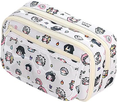 AuraGlor Anime Big Capacity Pencil Case 9 Compartments Large Pencil Pouch Pen Bag Pencil Box Holder Organizer Simple Storage Aesthetic Stationery for Adults Men Women Office Essentials A