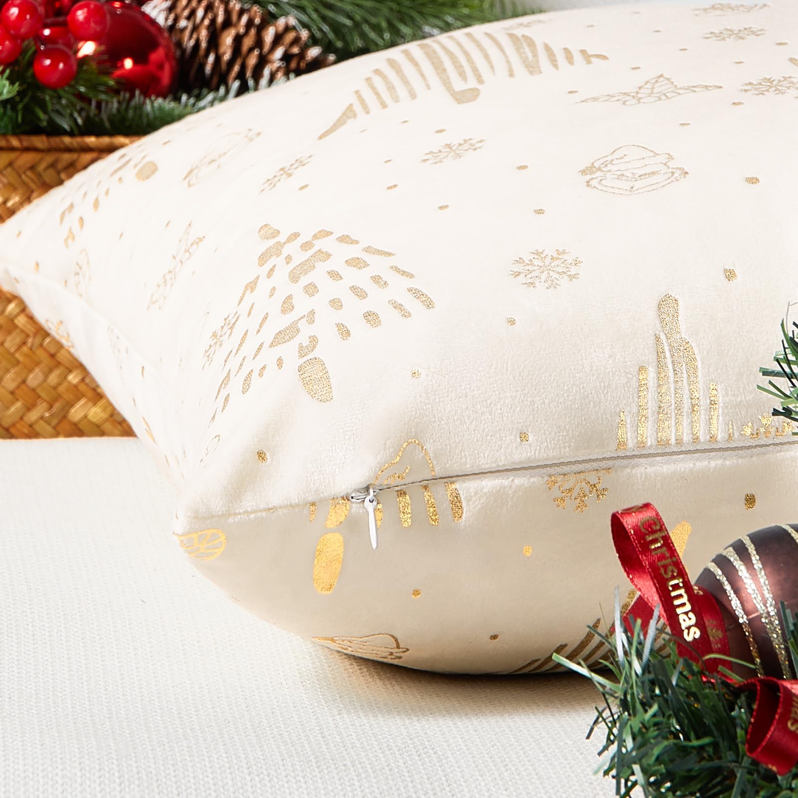 Taies D'oreiller "Lot De 2 Taies D'oreiller En Velours Avec Pompons Taie D'oreiller Décorative