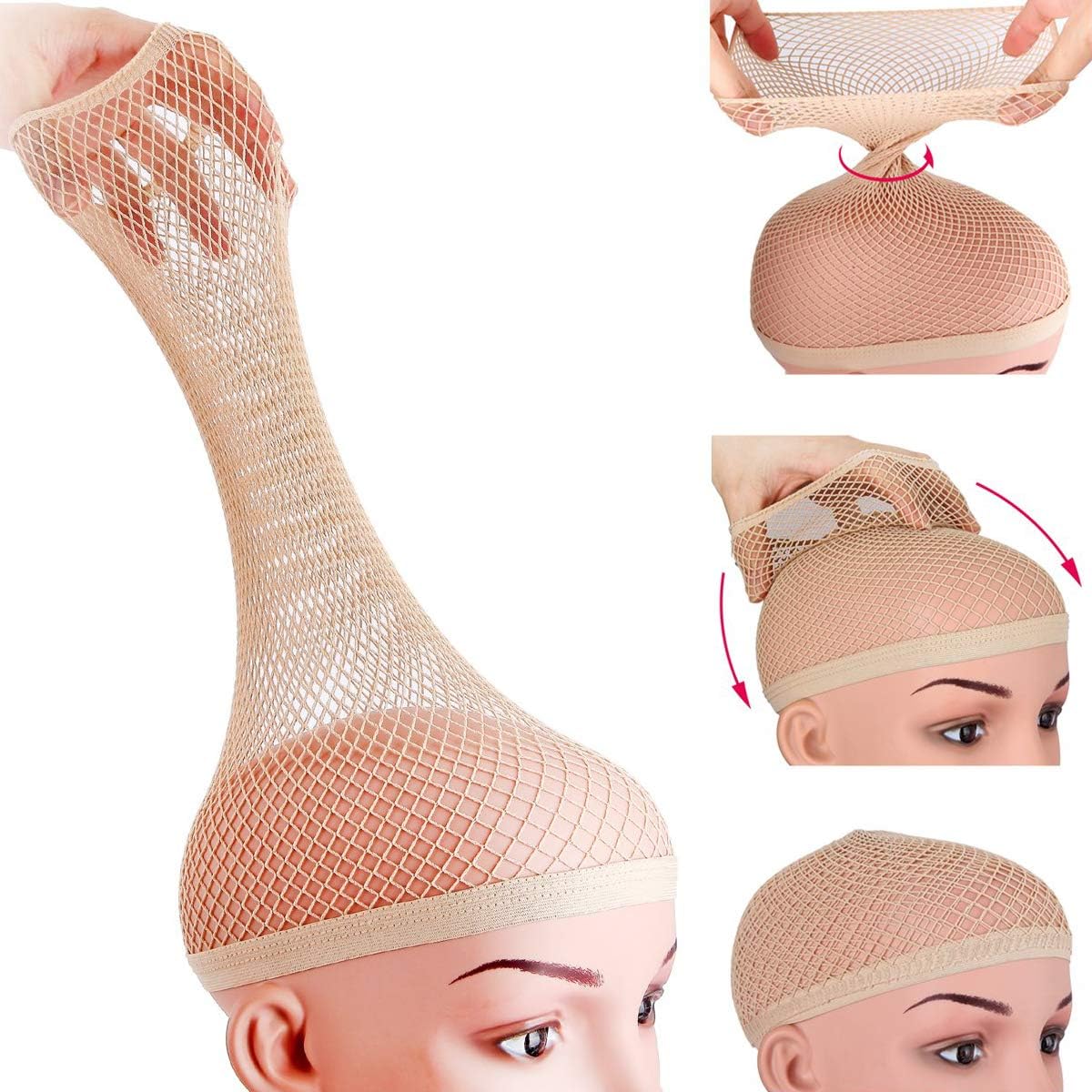 Dreamlover Hair Net for Wigs, Wig Caps to Hold Wig in Place, Wig Net for Long Hair, Nude, 2