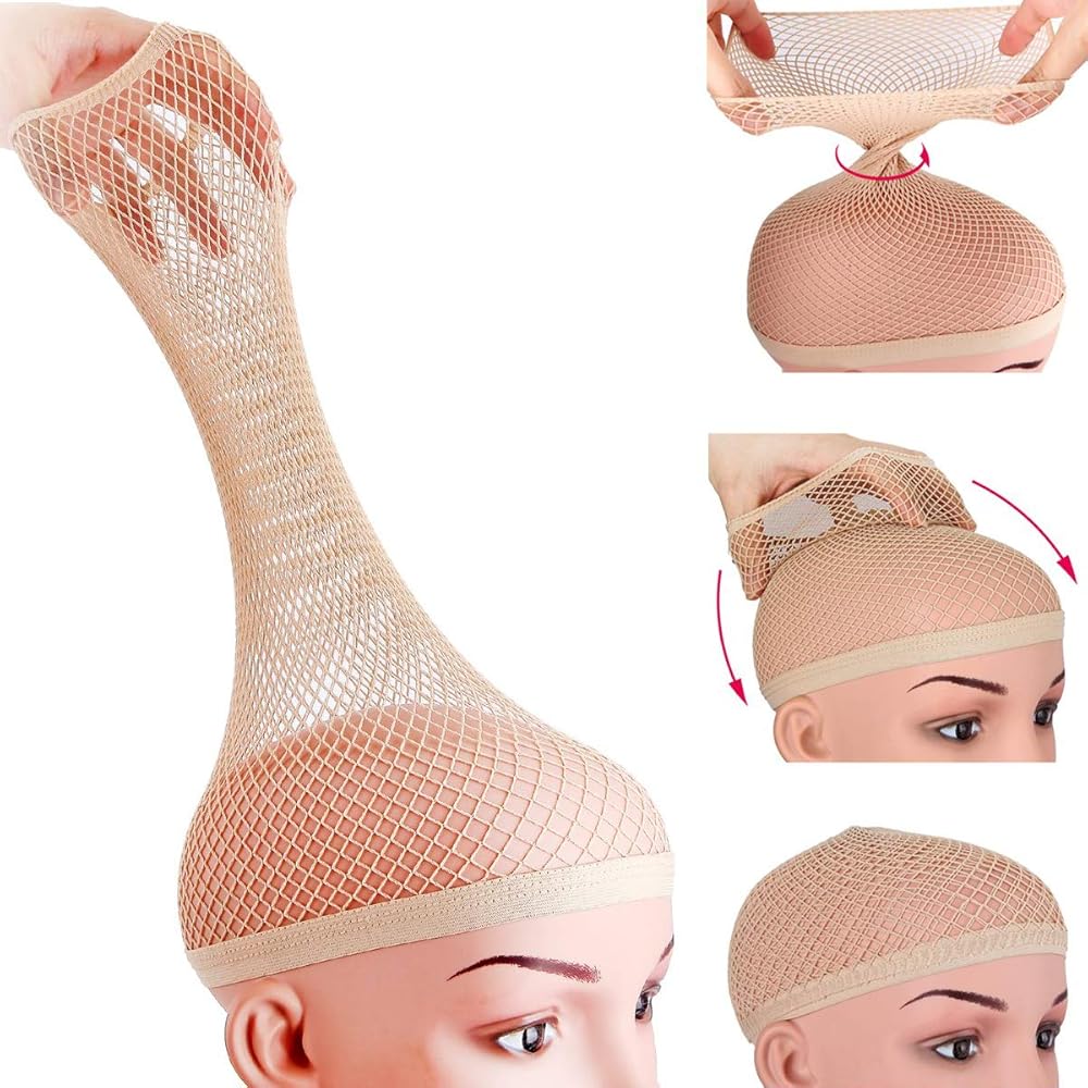 Dreamlover Wig Caps, No Braiding Needed Wig Caps for Wig Beginner, Wig Net for Long Hair, Hair Net for Halloween Cosplay, Natural Nude, 2 Pieces
