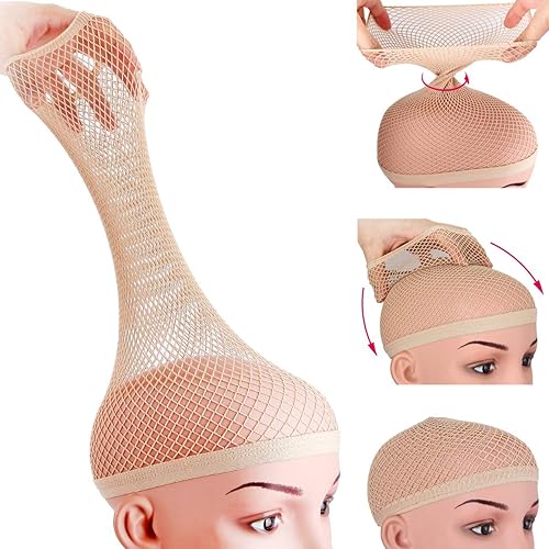 Dreamlover Wig Caps, No Braiding Needed Wig Caps for Wig Beginner, Wig Net for Long Hair, Hair Net for Halloween Cosplay, Natural Nude, 2 Pieces - Nude