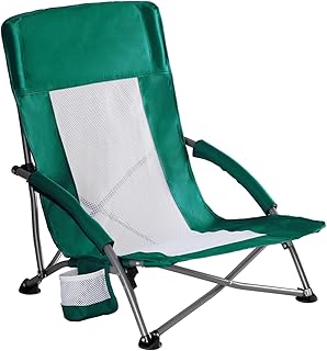 NEWBULIG Low Beach Chair, Folding Camping Chairs, Green