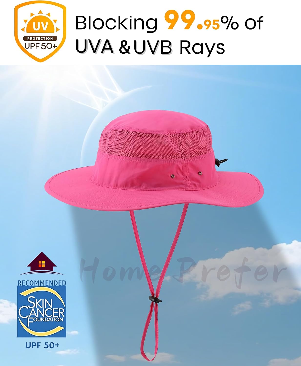 Home Prefer UPF 50+ Men's Sun Hat Wide Brim Bucket Hat UV Protection Hat for Mens Womens Beach Safari Gardening Golf Fishing image 3