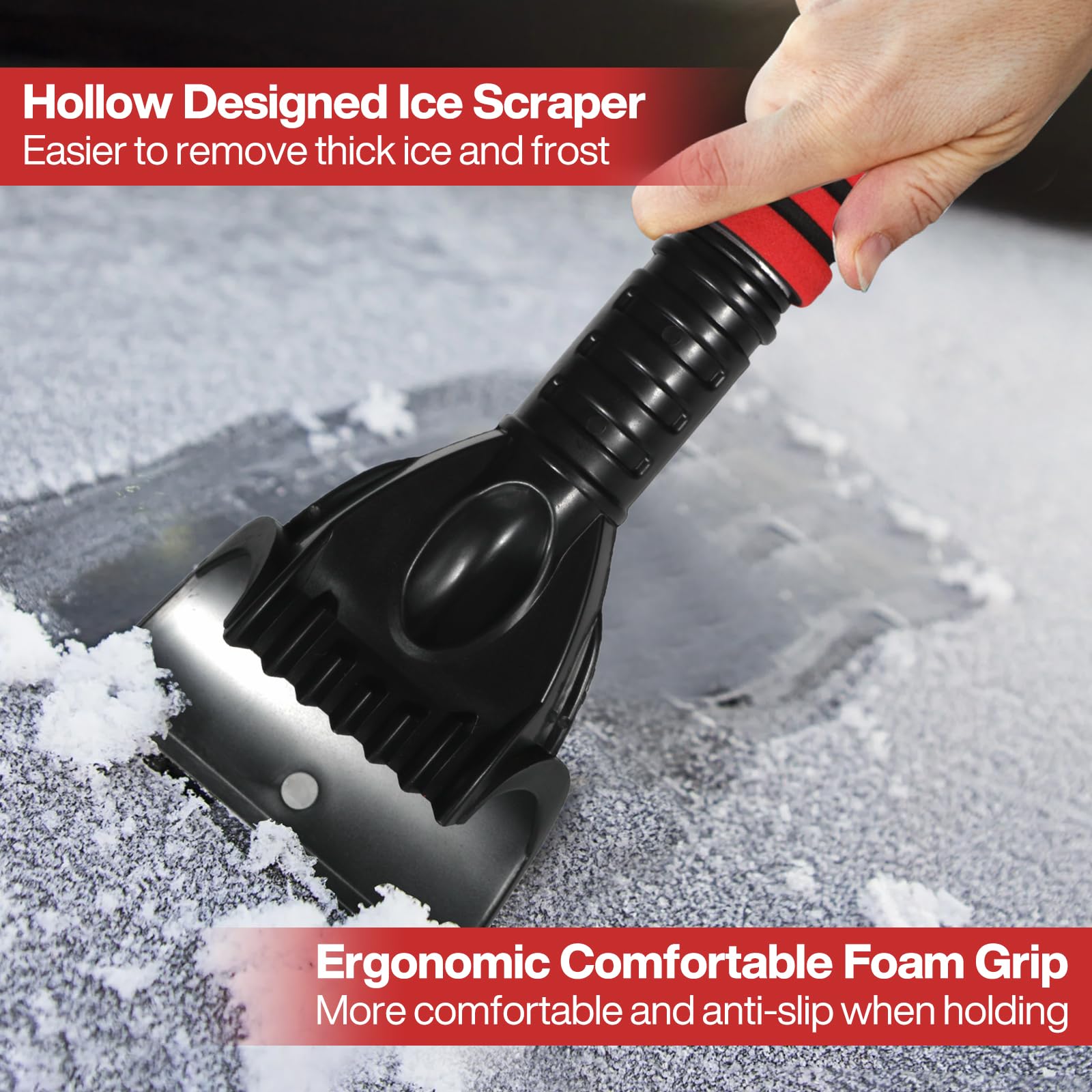 Spazzola Neve Auto 73cm Retrattile Rimovibile 3 in 1 Raschietto Rotazione 360° per Veicoli Camion SUV