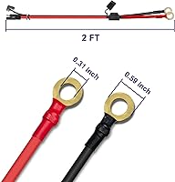 Vista 2 de Cable de carga de 10AWG de 2 pies, arnés de desconexión rápida de SAE a terminal de anillo O, cables de extensión con conectores SAE de 2 pines