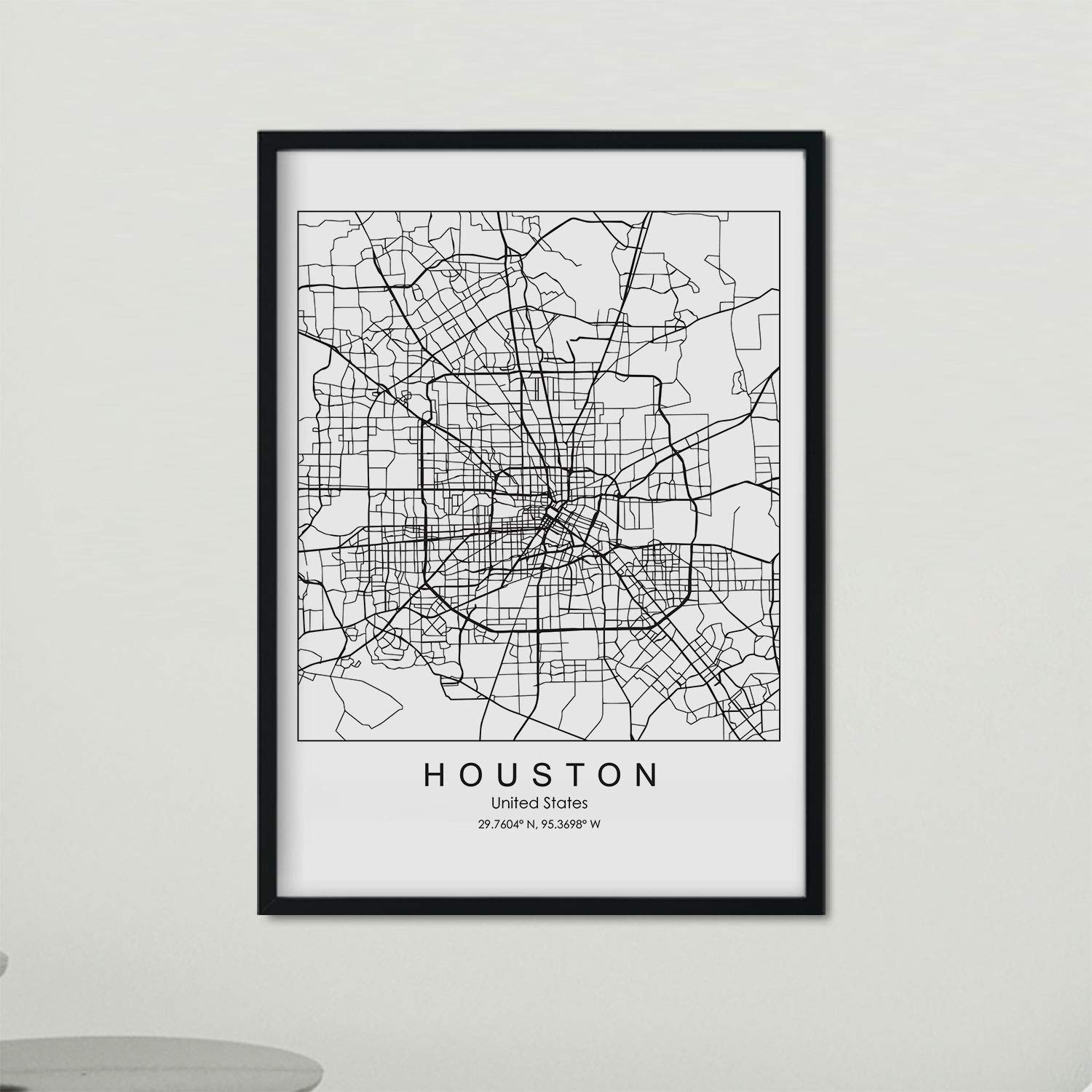 Nacnic Poster with HoUSAton map. US film with images of maps and roads of major US cities. A3 size