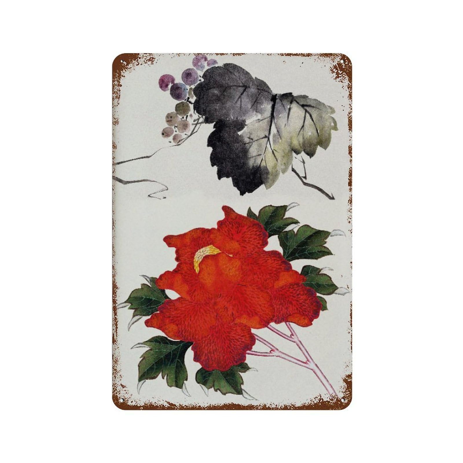 xiaoxiaoshen Hokusai Flower Japanese Decor Wall Decor Art Metal Tin Poster Modern Home Decor Art Home Bar Shop Decorations Vintage Sign 30x20cm