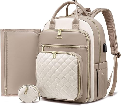 LOVEVOOK Mochila para pañales, bolsa de bebé acolchada para mamá y papá, mochila de viaje de gran capacidad con cambiador, Azul marino