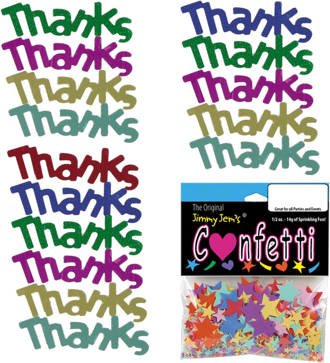 Confetti Word THANKS MultiColors - Retail Pack #7887 QS0