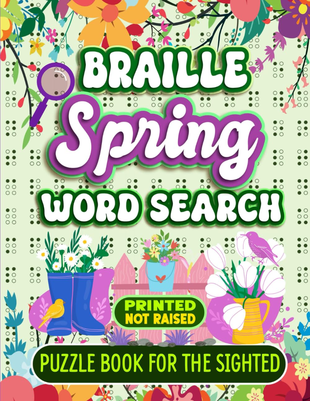 Braille Spring Word Search Puzzle Book For The Sighted (Printed, Not Raised)