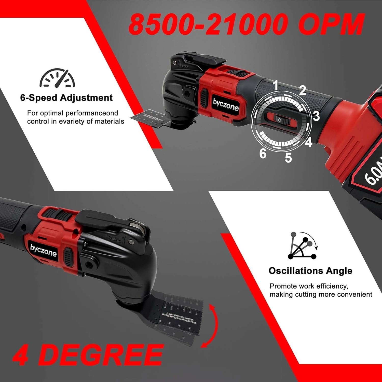 Multiherramientas oscilantes para batería Milwaukee de 18 V, multiherramienta inalámbrica con 6 velocidades variables de 8.500-21.000 RPM, 23 herramientas oscilantes de lijado y corte (solo