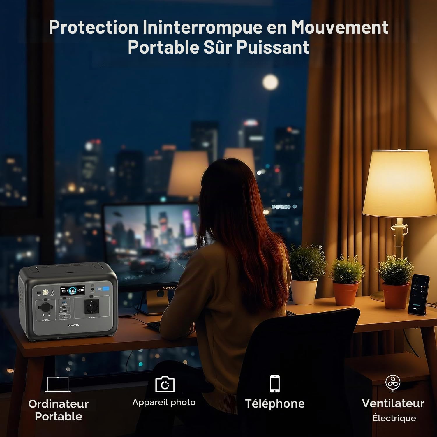 OKITEL P800 Station Électrique Portable 800W(Maximale 1600 W), Générateur Électrique Portable 512 Wh, Batterie LiFePO4, Charge Rapide, 6 kg, Générateur Solaire pour la maison pour Camping