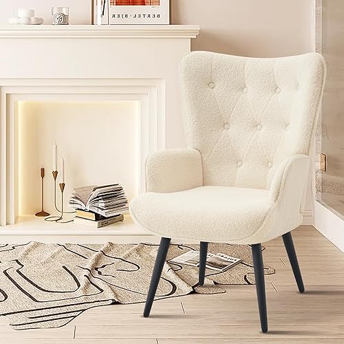 Miniatura 1 de Furnimart Silla decorativa de terciopelo negro de mediados de siglo, sillas modernas para sala de estar cómodo sillón de ocio, tocador, silla de